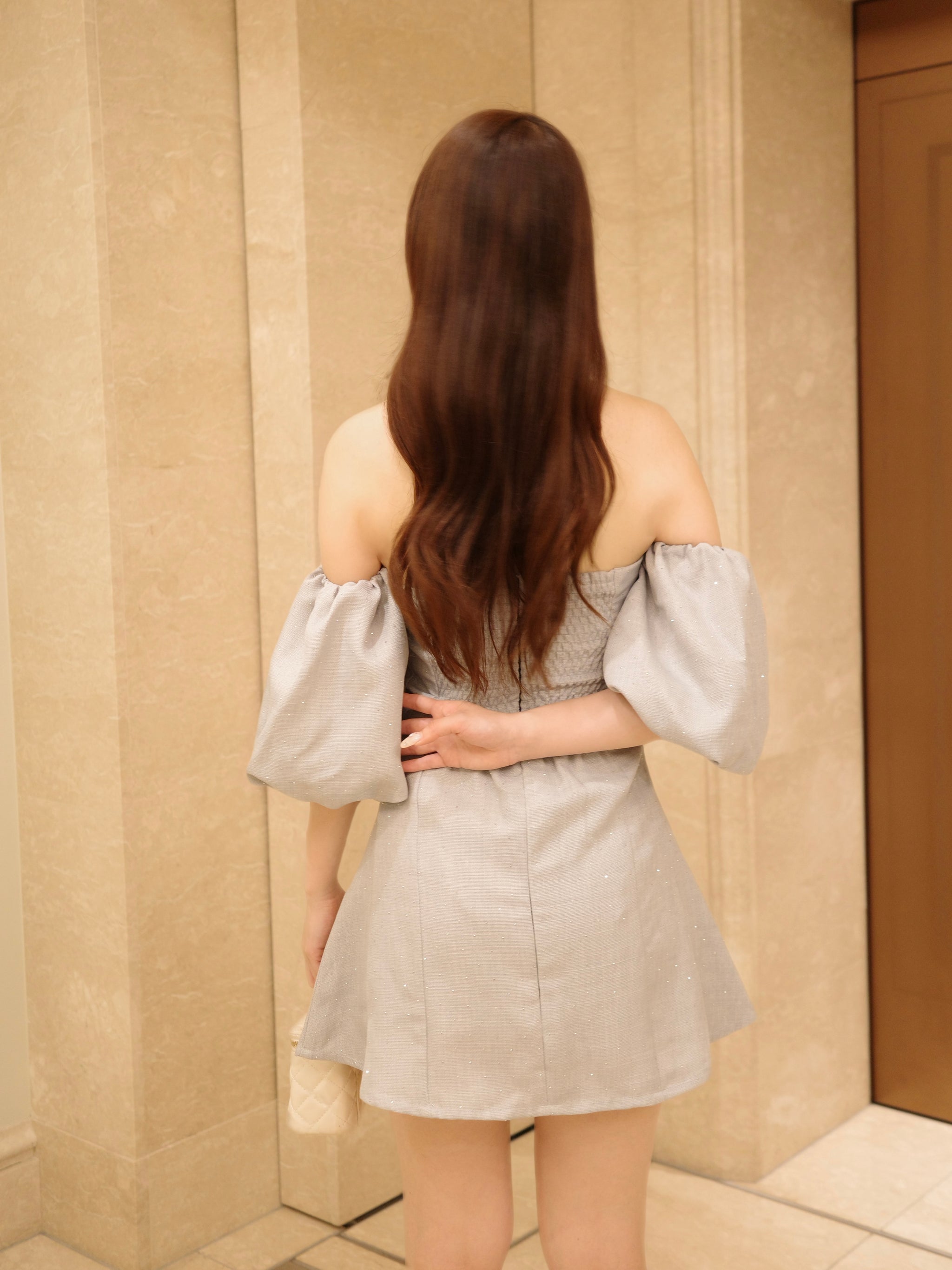 Ciel ラインストーンオフショルフレアワンピース ラインストーンオフショルフレアワンピース – Ciel