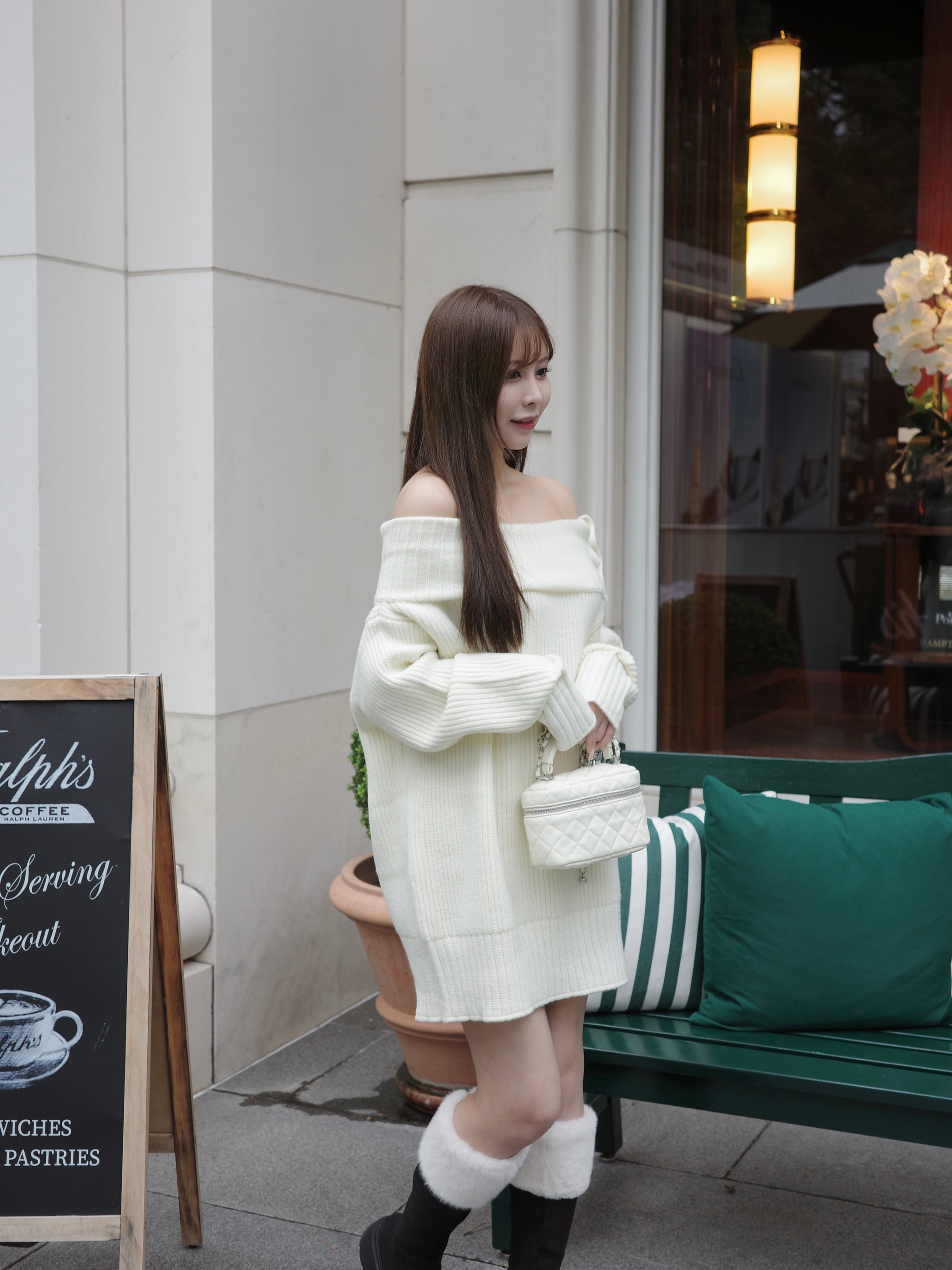 サイドボタンオフショルミニワンピース – Ciel