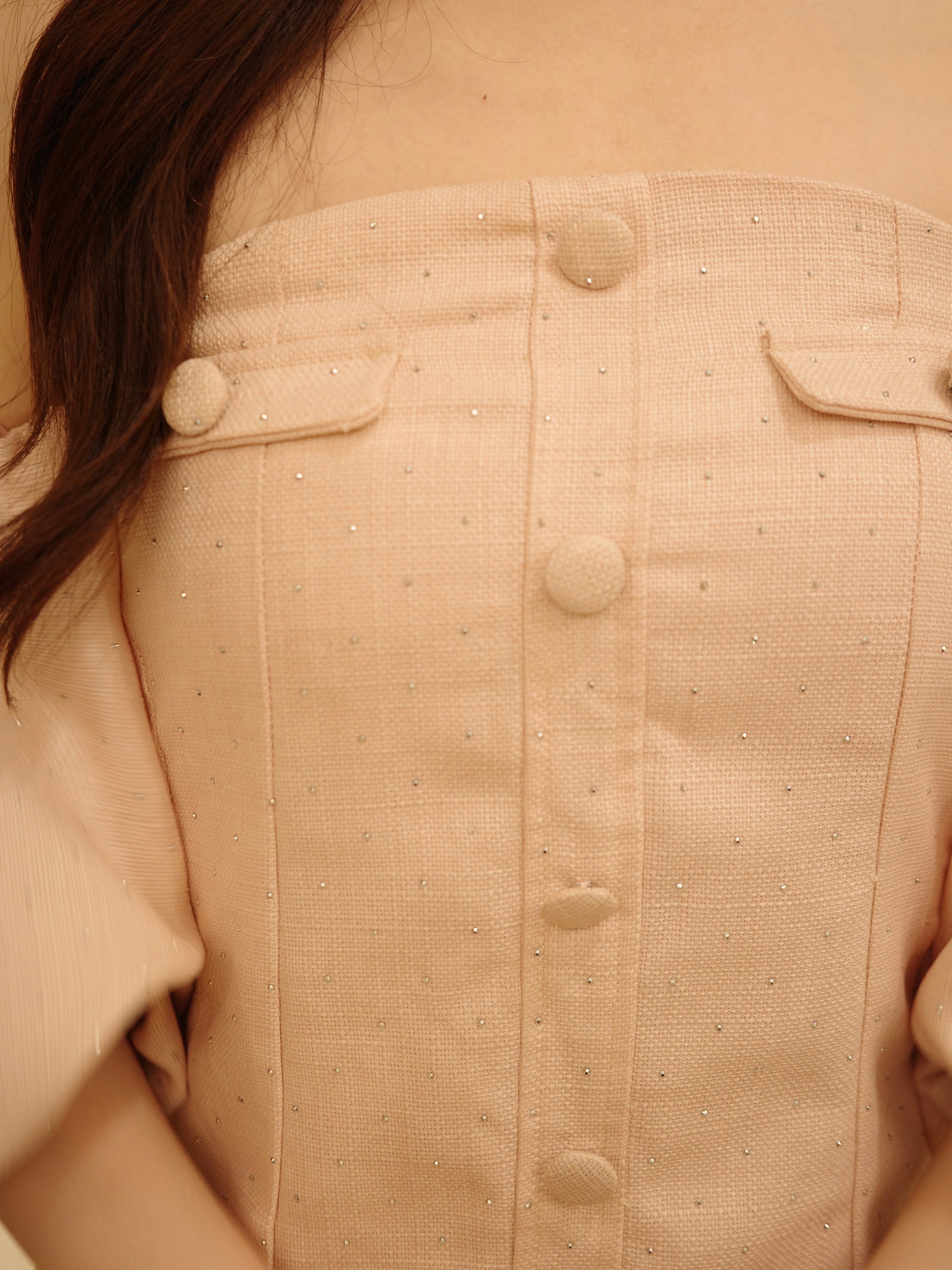 Ciel ラインストーンオフショルフレアワンピース ラインストーンオフショルフレアワンピース – Ciel