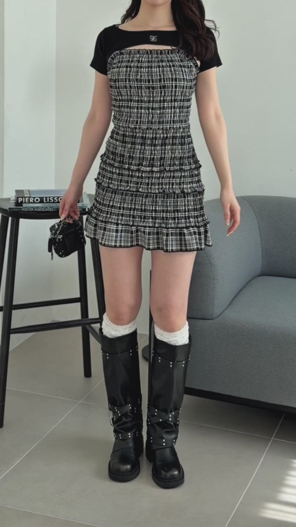 シャーリングストレッチミニワンピース – Ciel